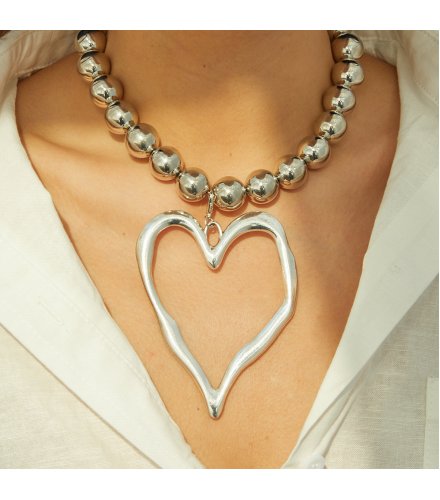 N2735 - Simple round beads love pendant necklace