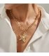 N2736 - Metal Pleated Five-Pointed Star Pendant Necklace