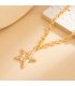 N2736 - Metal Pleated Five-Pointed Star Pendant Necklace
