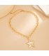 N2736 - Metal Pleated Five-Pointed Star Pendant Necklace