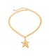 N2736 - Metal Pleated Five-Pointed Star Pendant Necklace