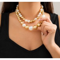 N2740 - Large beads fashion short necklace 