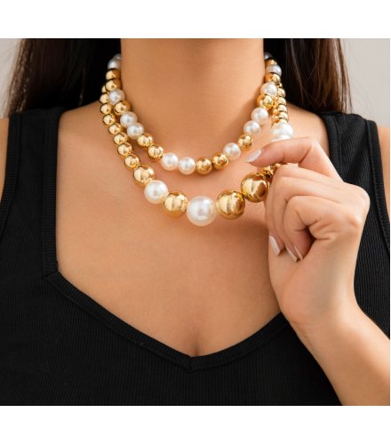 N2740 - Large beads fashion short necklace 