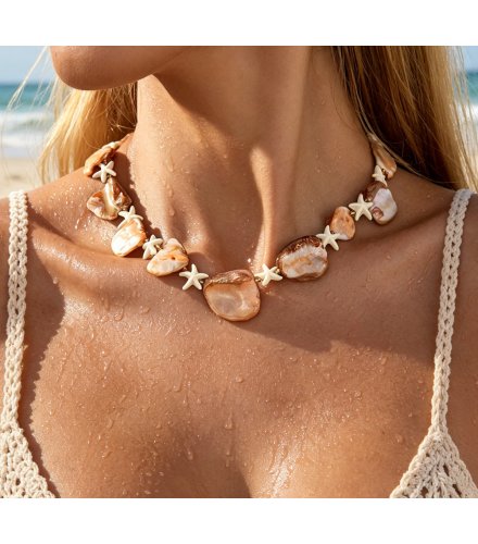 N2745 - Bohemian Beach Starfish Shell Beaded Necklace