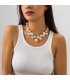 N2751 - Punk style personalized creative round beads imitation pearl tassel necklace