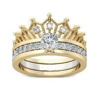 R682 - Retro Crown Gold Ring