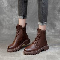 SH425 - British Mid Heel Zipper Boots