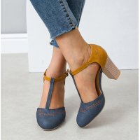 SH427 - Hollow T-Strap High Heel Buckle Shoes