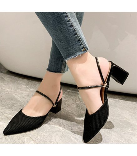 SH445 - Korean Pointed Half Heel Sandals