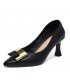 SH465 - Stiletto Black Buckle Pumps