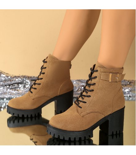 SH496 - Retro Lace-Up Black Boots