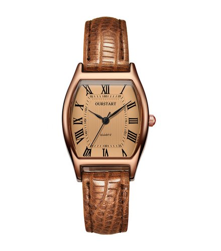 W4065 - Retro Barrel Leather Strap Watch